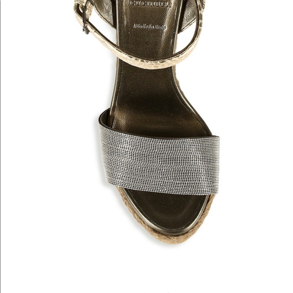 Brunello Cucinelli Apres beach metallic wedges - Picture 3 of 6